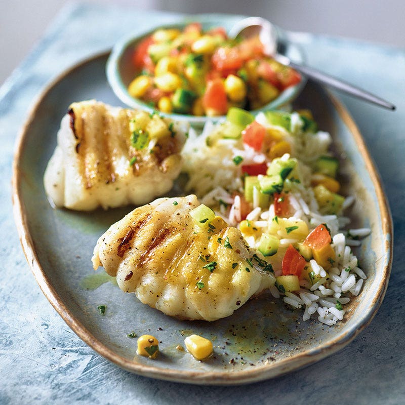 Seeteufel mit Mais-Mango-Salsa