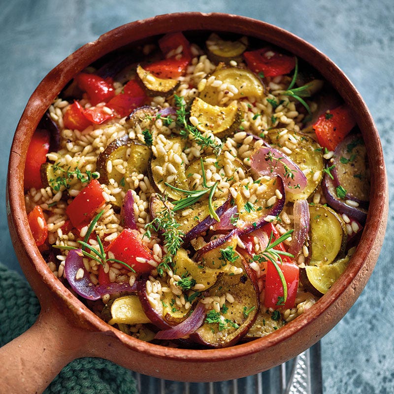 Ofenrisotto mit mediterranem Gemüse