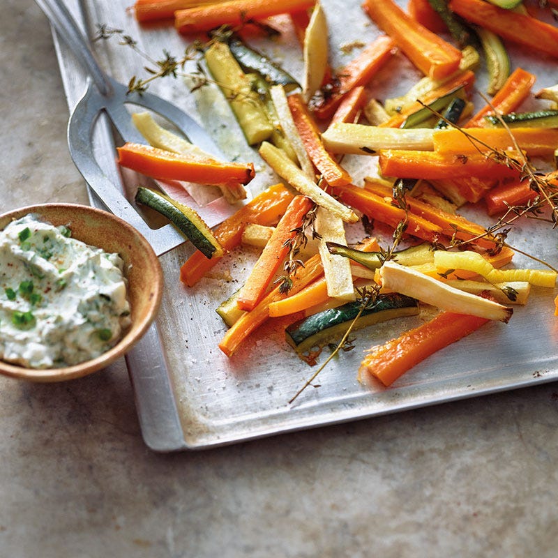 Gemüsestickies mit Kräutercreme