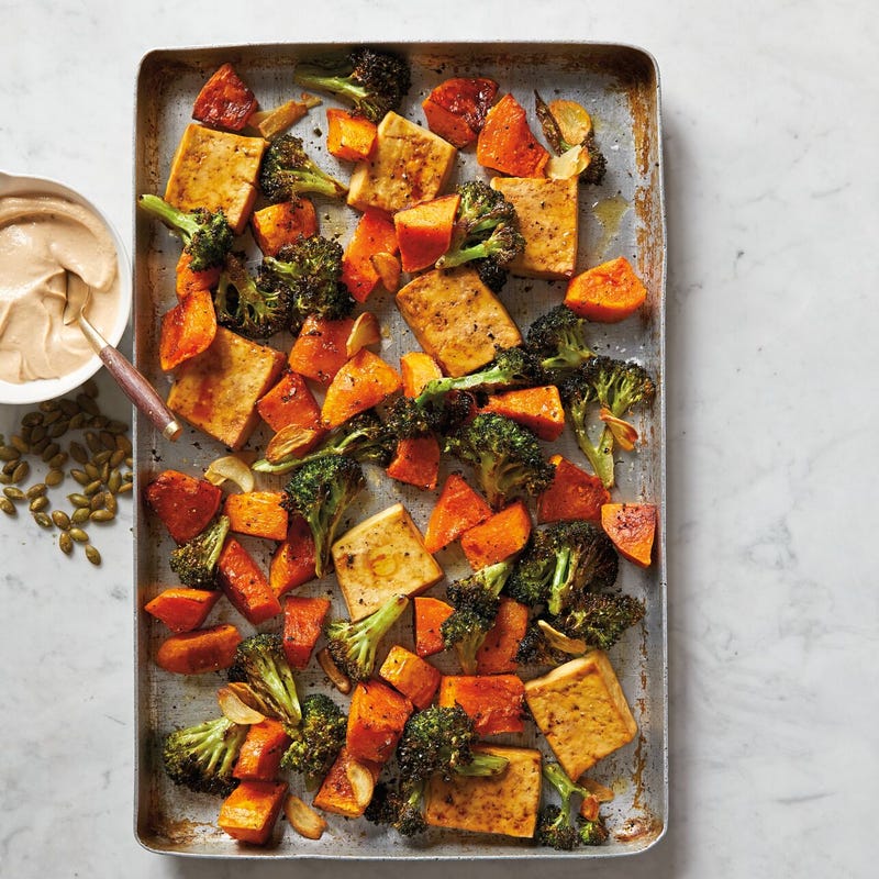 Tofu, Broccoli & Butternut Squash with Creamy Tahini Sauce