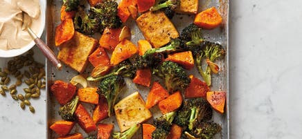Tofu, Broccoli & Butternut Squash with Creamy Tahini Sauce
