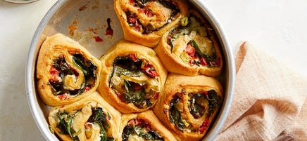 Gruyère and spinach breakfast rolls