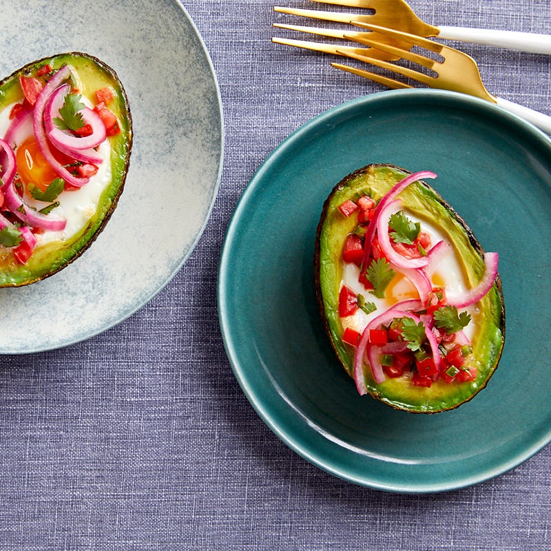 Photo of Egg Baked in Avocado with Pickled Onion & Fresh Tomato Salsa by WW