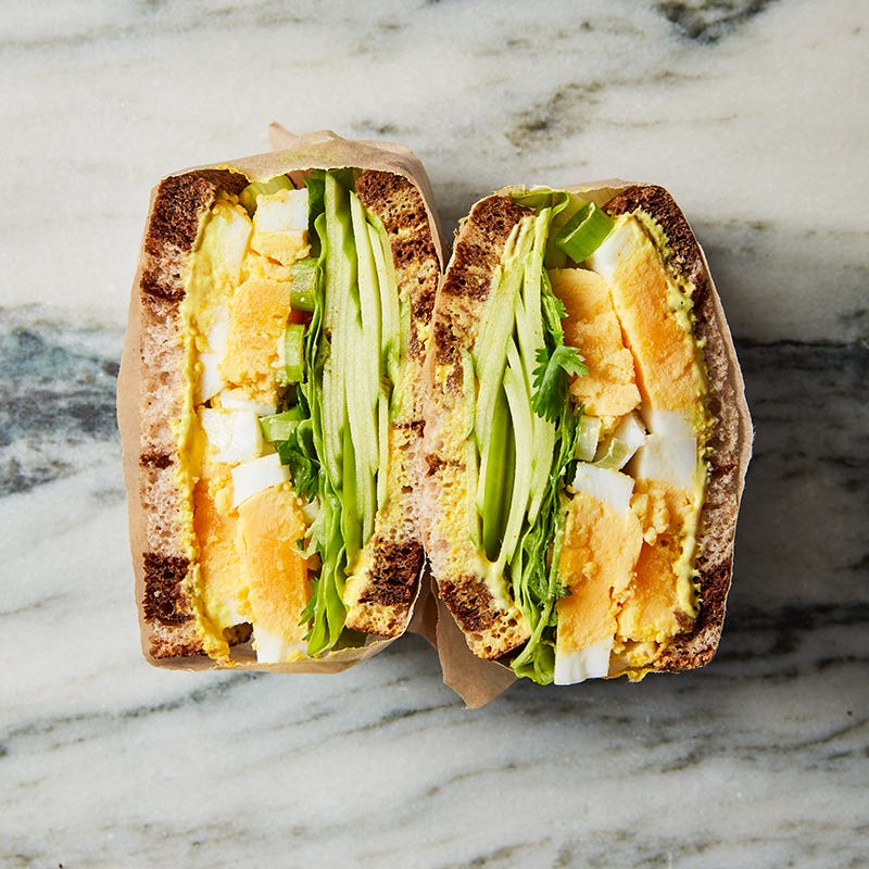 Curried egg & apple salad sandwich