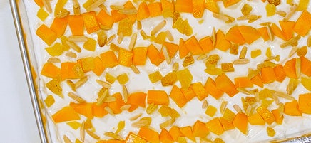 Frozen mango-ginger yogurt bark