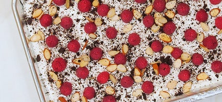 Frozen Raspberry-Chocolate Cookie Yogurt Bark