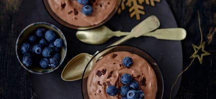 Mousse au chocolat et aux myrtilles