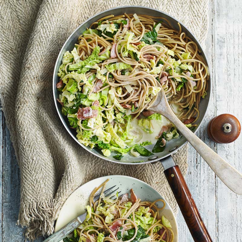 ViktVäktarna - Spaghetti med bacon och savoykål
