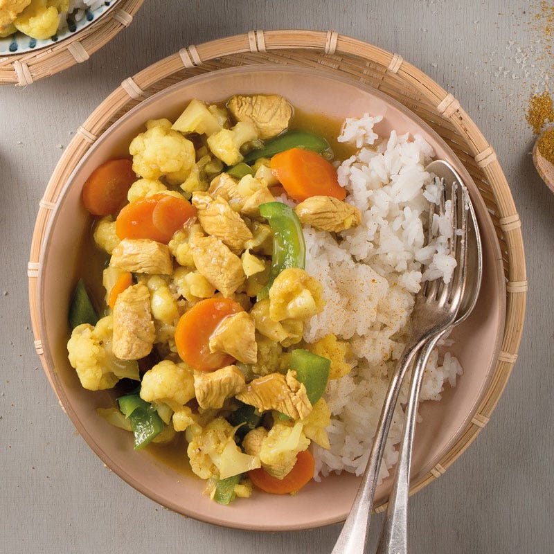 Blumenkohlcurry mit Pute