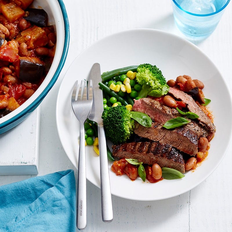 Photo of Grilled beef with bean and eggplant stew by WW