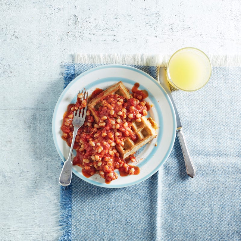 Photo of Cheesy waffles with homemade baked beans by WW