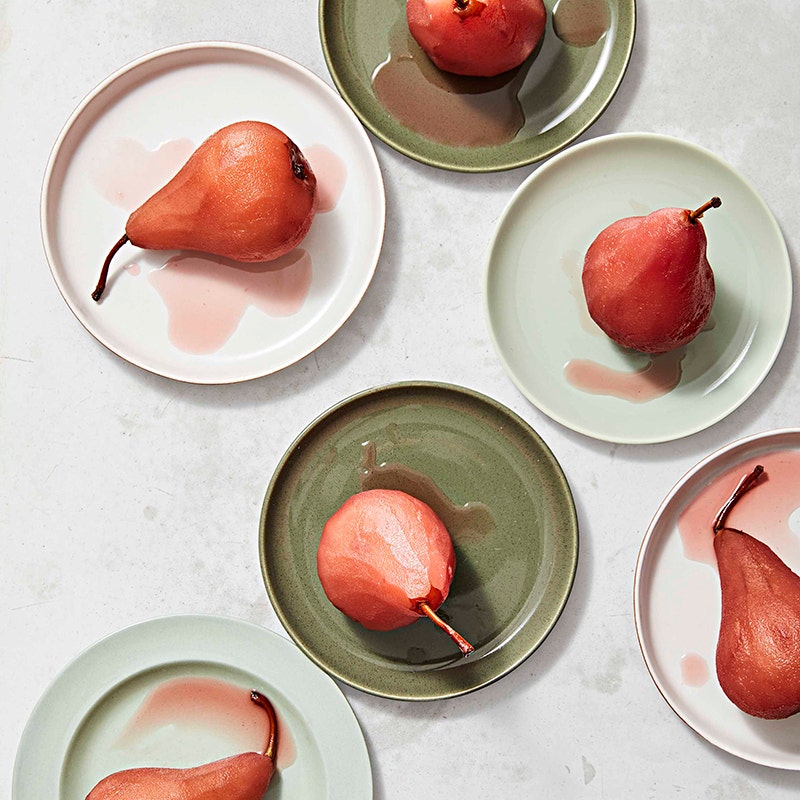 Red wine–poached pears