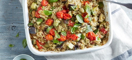 Oven-baked ratatouille risotto
