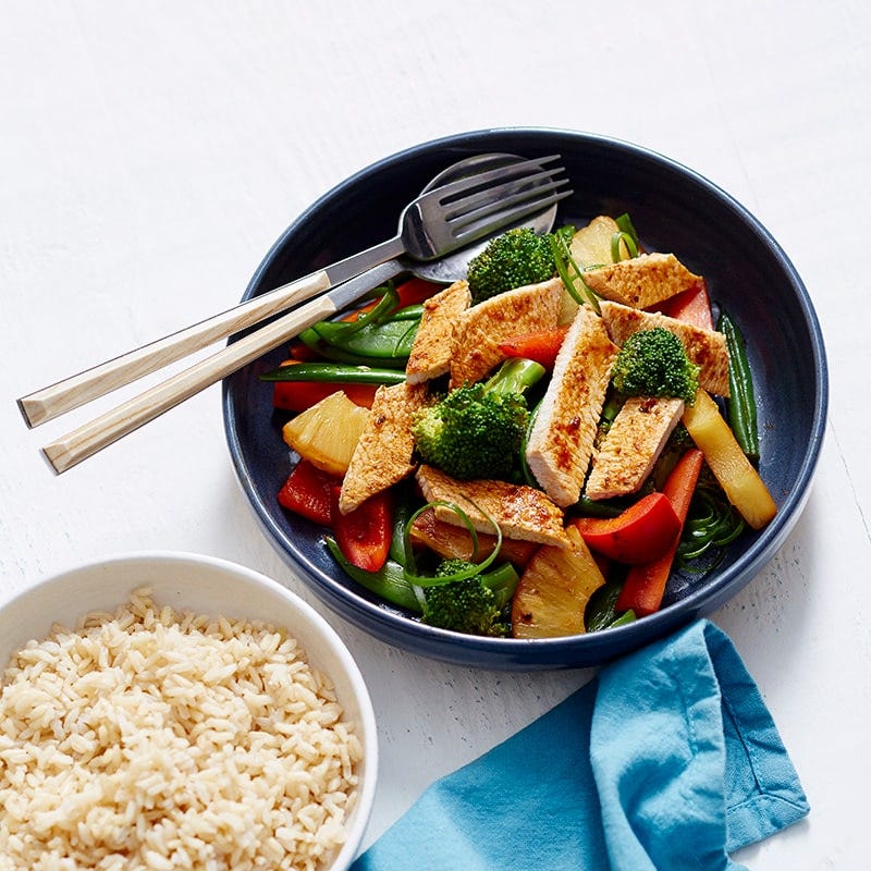 Spicy turkey and pineapple stir-fry