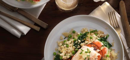 « Risotto » au chou-fleur avec queue de homard