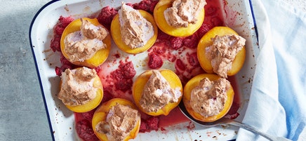 Baked peach melba