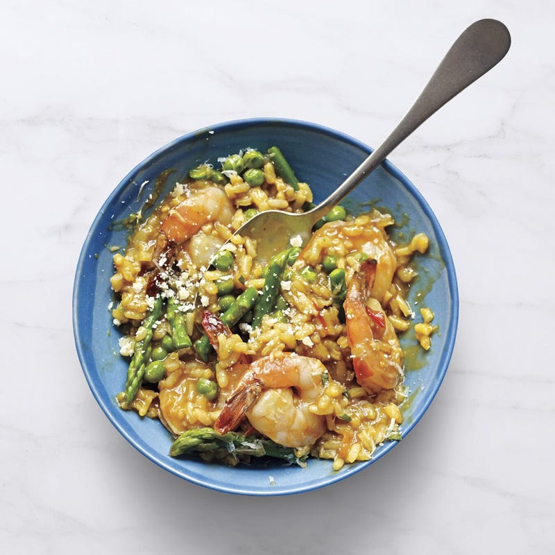 Shrimp & asparagus risotto