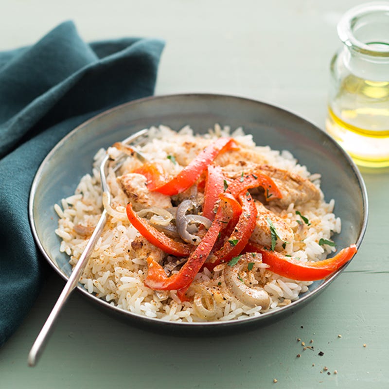 Sauté de dinde au riz et paprika