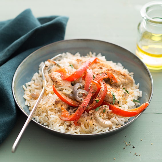 Sauté de dinde au riz et paprika