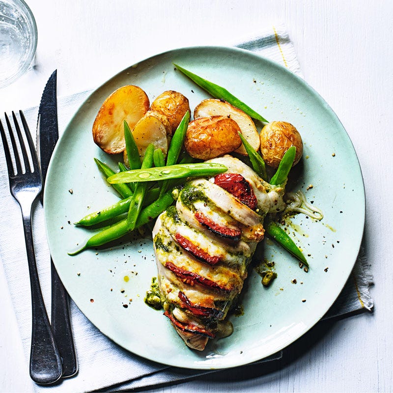 Gefüllte Hähnchenbrust auf italienische Art