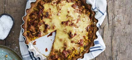Tacopaj med kycklingfärs och majs