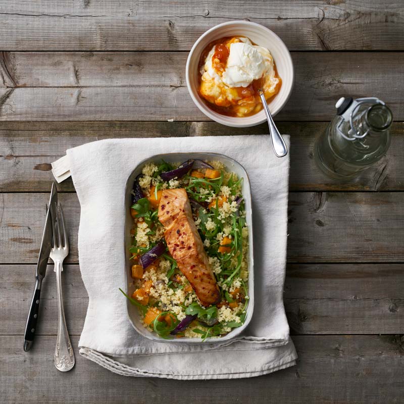 ViktVäktarna - Grillad lax med sötpotatis och couscoussallad