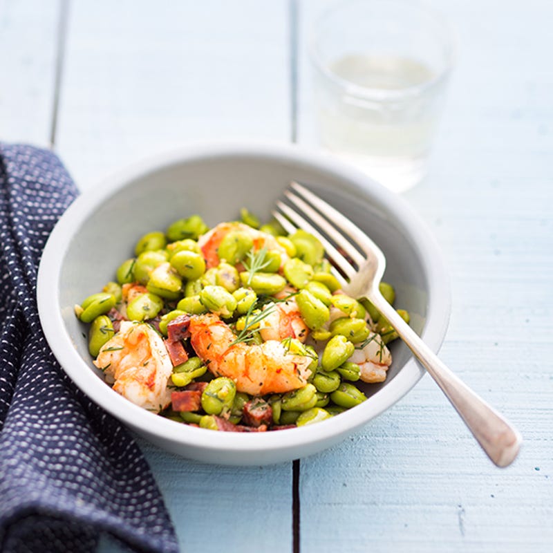 Salade de fèves aux gambas