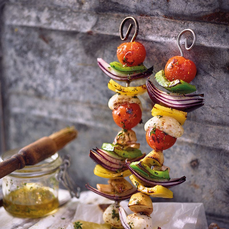 Mediterrane Gemüsespieße mit Thymian-Zitronen-Marinade