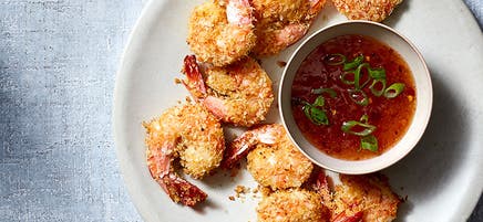 Oven-Fried Coconut Shrimp with Orange-Chili Dipping Sauce