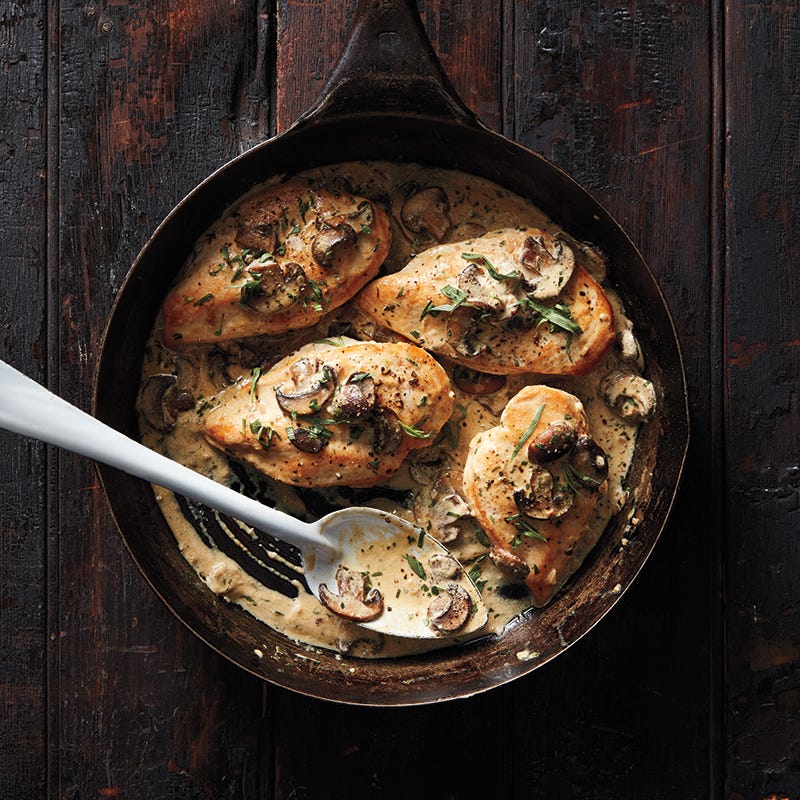 Chicken with creamy tarragon mushroom sauce