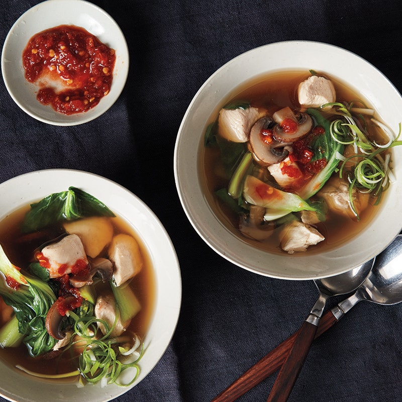 Asian chicken-mushroom soup