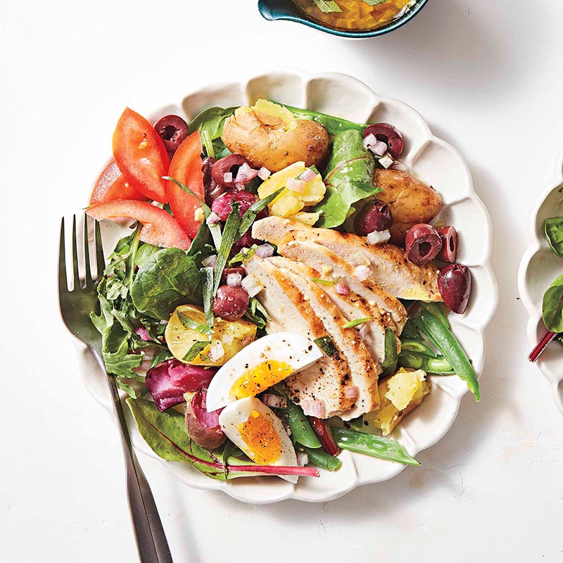 Chicken Niçoise salad with tarragon-olive vinaigrette