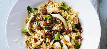 Roasted cauliflower & chorizo risotto