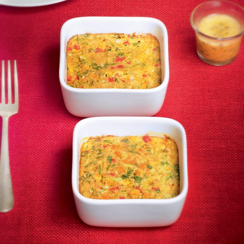 Flan au crabe, aux poivrons et au curry