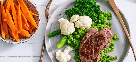 Lamb with mushy mint peas
