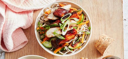 Honey-soy chicken noodle salad