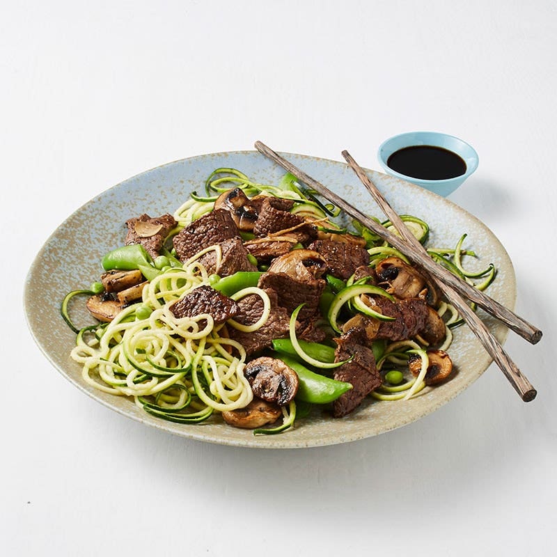 Ginger beef stir-fry with zoodles