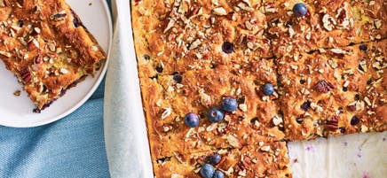 Blueberry, pecan and banana breakfast slice