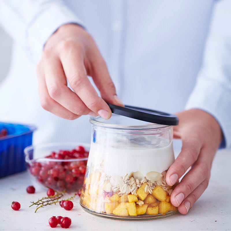 Overnight oats met vanille & perzik