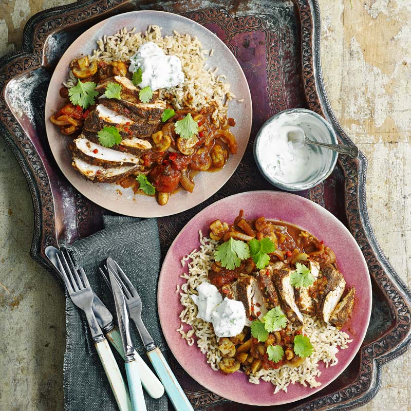 ViktVäktarna - Kyckling- och svampcurry med yoghurtsås