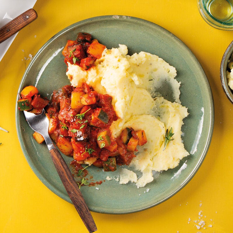 Ratatouille auf Rosmarin-Kartoffel-Püree