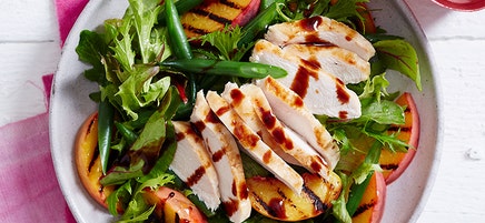 Grilled chicken and peach salad