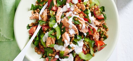 Lentil and salmon salad