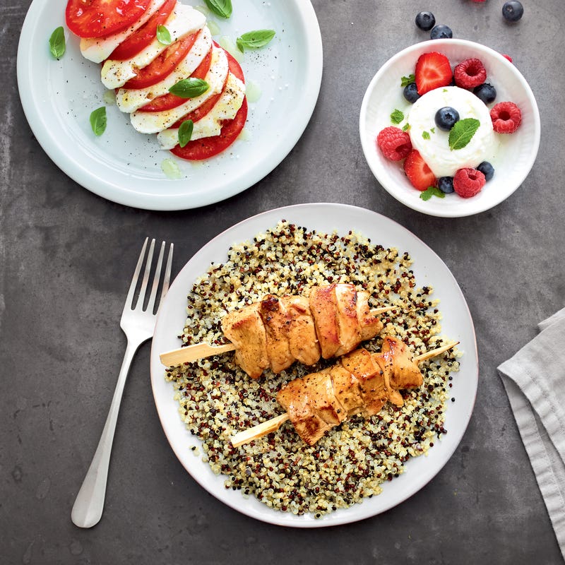 Brochettes de dinde marinées