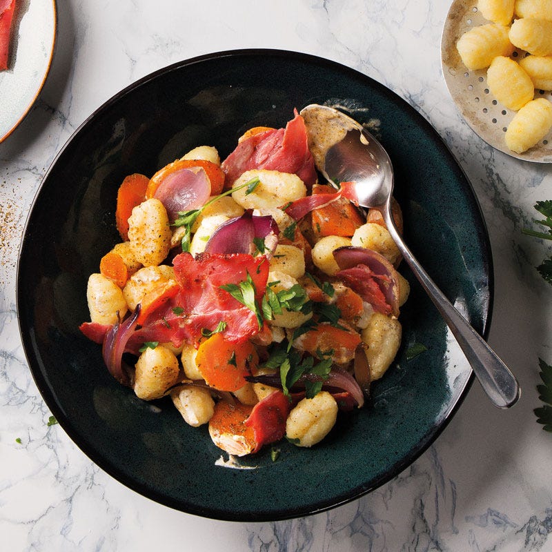 Gnocchi mit Rahmkarotten und Landschinken
