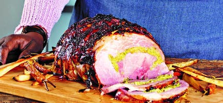 Rolled glazed ham