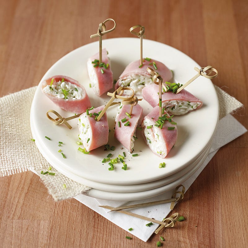 Hamrolletjes met cottage cheese