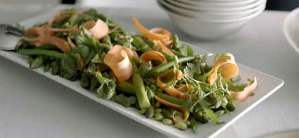 Shaved Carrot, Edamame, and Asparagus Salad