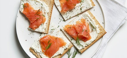 Smoked salmon and cream cheese matzo
