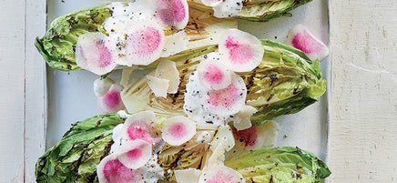 Grilled Little Gem Lettuces with Buttermilk Dressing & Parmesan